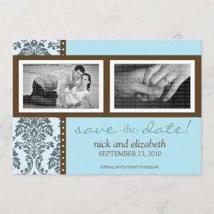 5X7 Barok Blauwgroen Chocolate Two-Photo Save the  Date