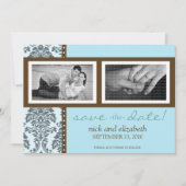 5X7 Barok Blauwgroen Chocolate Two-Photo Save the Save The Date (Voorkant)