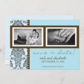 5X7 Barok Blauwgroen Chocolate Two-Photo Save the Save The Date (Voorkant / Achterkant)