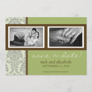 5x7 Barokaas/bruin twee foto's met sparen op datum Save The Date