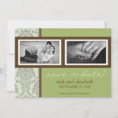 5x7 Barokaas/bruin twee foto's met sparen op datum Save The Date (Voorkant)
