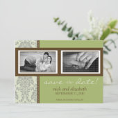 5x7 Barokaas/bruin twee foto's met sparen op datum Save The Date (Staand voorkant)