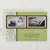 5x7 Barokaas/bruin twee foto's met sparen op datum Save The Date (Voorkant / Achterkant)