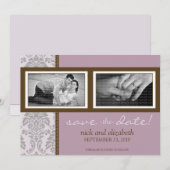 5X7 Barokke Paars/Brown Two-Photo Save the Date (Voorkant / Achterkant)