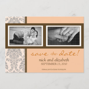 5X7 Barokke Peach/Brown Two-Photo Save the Date