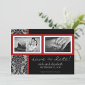 5X7 Baronische Rood/Zwart Twee-foto's Opslaan Datu Save The Date (Staand voorkant)