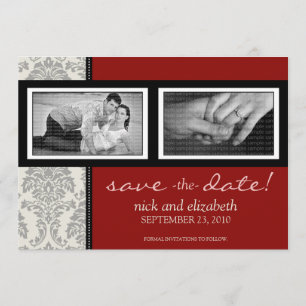 5X7 Baronk Black/Red Two-Photo Save the Date
