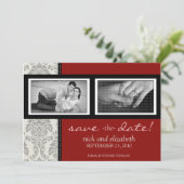 5X7 Baronk Black/Red Two-Photo Save the Date (Staand voorkant)