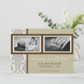 5X7 Baroque Sepia/Brown Two-Photo Save the Date (Staand voorkant)
