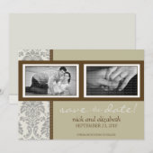 5X7 Baroque Sepia/Brown Two-Photo Save the Date (Voorkant / Achterkant)