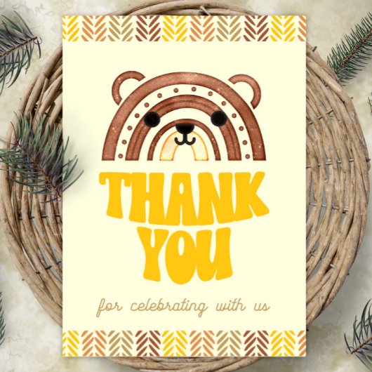 5x7 Bedankt Boho Woodland Beer Verjaardag Poster