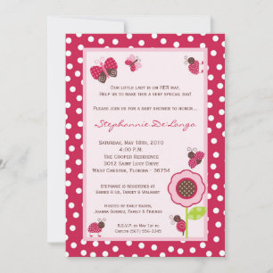 5x7 Berry Garden Lady Bug Baby shower Uitnodiging