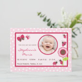 5x7 Berry Garden Lady Bug Foto geboorteaankondigin Aankondiging (Staand voorkant)