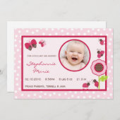 5x7 Berry Garden Lady Bug Foto geboorteaankondigin Aankondiging (Voorkant / Achterkant)