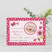 5x7 Berry Garden Lady Bug Foto geboorteaankondigin Aankondiging (Staand voorkant)