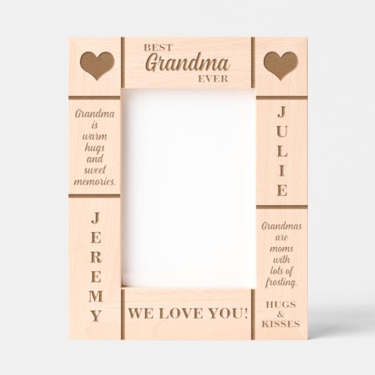 5x7 BESTE Oma Ooit Grootkinderen Namen Geëtst Lijs Gegraveerde Lijstjes (Voorkant)