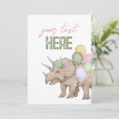 5x7 bewerkbare Dinosaur Party Sign Kaart (Staand voorkant)