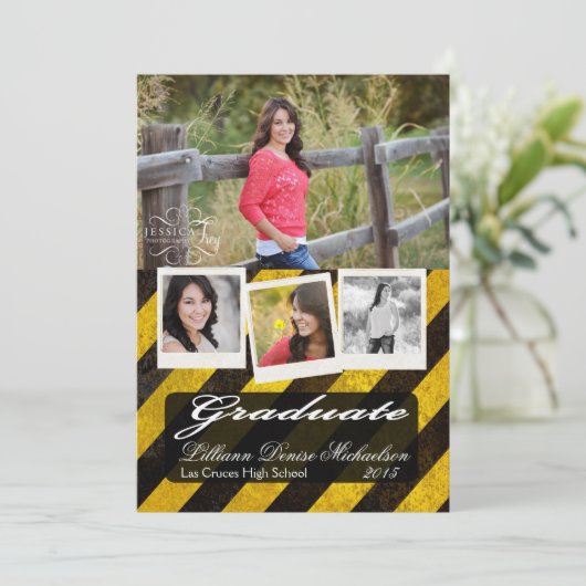 5x7 Bio Hazard Crime Scene Senior Aankondiging (Staand voorkant)