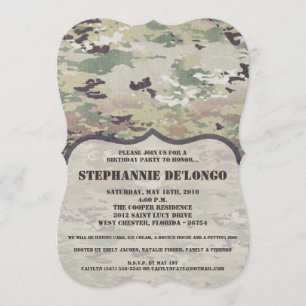 5x7 'Birthday Invitation Army' OCP Camo Uniform Ca Kaart
