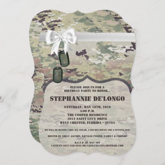 5x7 'Birthday Invitation Army' OCP Camo Uniform Ca Kaart (Voorkant / Achterkant)