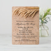 5x7 'Birthday Invitation Wheat on Burlap Sack Coun Kaart (Staand voorkant)