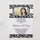 5x7 Blac Zebra Print Patter Quinceanera Uitnodigin Kaart (Voorkant / Achterkant)