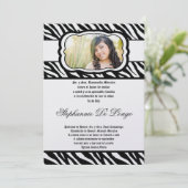 5x7 Blac Zebra Print Patter Quinceanera Uitnodigin Kaart (Staand voorkant)
