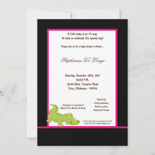 5x7 Black Aligator Baby shower Invitation Kaart