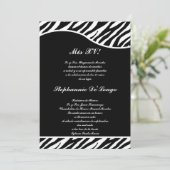 5x7 Black and White Zebra Quinceanera Party Invix Kaart (Staand voorkant)