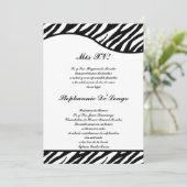 5x7 Black and White Zebra Quinceanera Party nodigt Kaart (Staand voorkant)