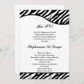 5x7 Black and White Zebra Quinceanera Party nodigt Kaart (Voorkant / Achterkant)
