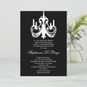 5x7 Black Chandelier Quinceanera Party Invitation Kaart (Staand voorkant)