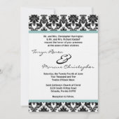 5x7 Black Damask Blue Linen Wedding Invite Kaart (Voorkant)
