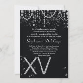 5x7 Black Diamond Quinceanera Birthday Uitnodiging (Voorkant)