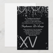 5x7 Black Diamond Quinceanera Birthday Uitnodiging (Voorkant / Achterkant)