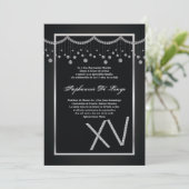 5x7 Black Diamond Quinceanera Verjaardag Uitnodigi Kaart (Staand voorkant)