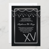 5x7 Black Diamond Quinceanera Verjaardag Uitnodigi Kaart (Voorkant / Achterkant)