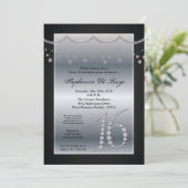 5x7 Black Diamond Sweet 16 Verjaardag Uitnodiging (Staand voorkant)