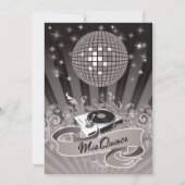 5x7 Black DJ Spin Platenspeler Quinceanera Uitnodi Kaart (Achterkant)