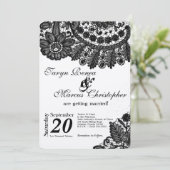 5x7  Black Lace Doilies Huwelijksuitnodiging Kaart (Staand voorkant)