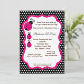 5x7 Black Lady Bug Baby shower Uitnodiging (Staand voorkant)
