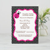 5x7 Black Lady Bug Birthday Party uitnodigen Kaart (Staand voorkant)