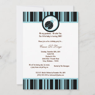 5x7 Black Lady Bug Verjaardagsfeest Uitnodigen Kaart