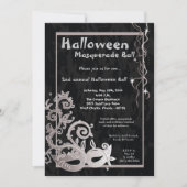 5x7 Black Masquerade Halloween Ball Uitnodiging (Voorkant)