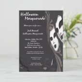 5x7 Black Masquerade Halloween Costume Invitation Kaart (Staand voorkant)