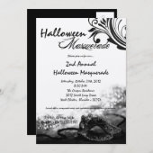 5x7 Black Masquerade Halloween Costume Invitation Kaart (Voorkant / Achterkant)