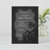 5x7 Black Masquerade Halloween Costume Invitation Kaart (Staand voorkant)