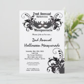 5x7 Black Masquerade Halloween Costume Invitation Kaart (Staand voorkant)