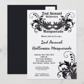 5x7 Black Masquerade Halloween Costume Invitation Kaart (Voorkant / Achterkant)