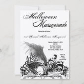 5x7 Black Masquerade Halloween Costume Invitation Kaart (Voorkant)